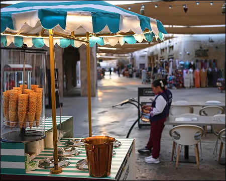 Empty Al Seef market Al Fahidi neighborhood Dubai Creek UAE tourists
