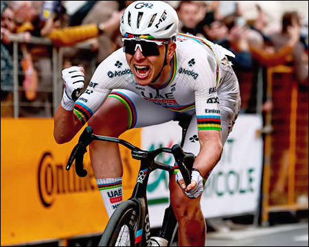 Slovenian cyclist Tadej Pogačar of UAE Team Emirates-XRG won the Milano-Sanremo cycling race in Italy