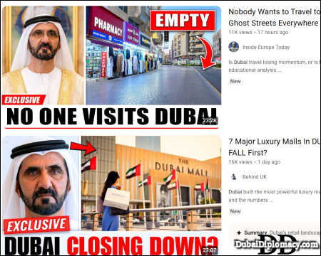 Anti-Dubai YouTube videos April 2026 screenshot DubaiDiplomacy com