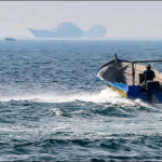 Boat sails Strait Hormuz Khasab Oman Musandam peninsula Jun 25, 2025