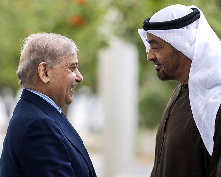 Muhammad Shehbaz Sharif with Mohamed bin Zayed Al Nahyan, 2025
