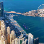 Sea beach Dubai UAE buildings skyscrapers beach