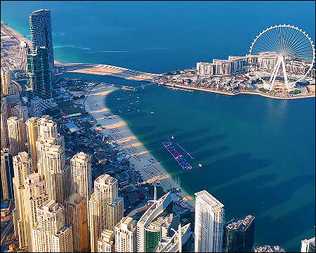 Sea beach Dubai UAE buildings skyscrapers beach