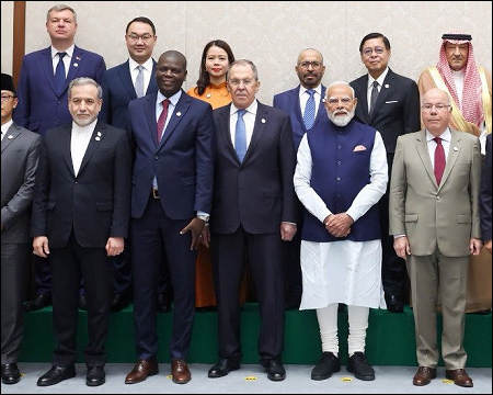 BRICS foreign ministers' meeting at Bharat Mandapam in New Delhi, India