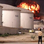 Fire and smoke rise in the Fujairah oil industry zone after Iran drone attack March 4, 2026