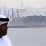 Man oil tanker ship sea Fujairah port UAE 2016