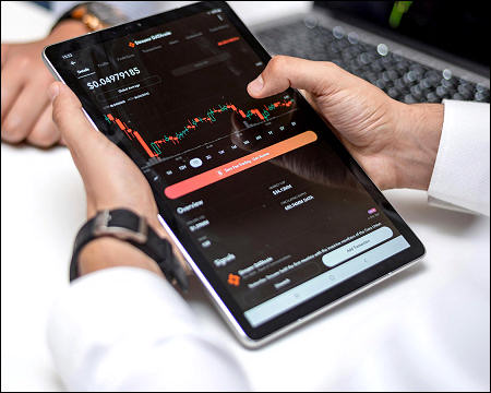 Stock crypto exchange char tablet