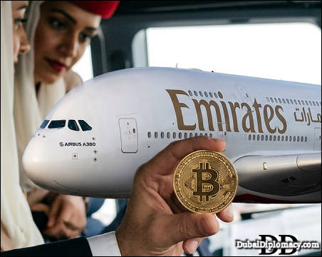 Emirates airline Bitcoin crypto 2026 airplane Airbus380