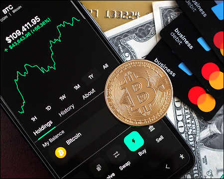Bitcoin crypto exchange trading chart smartphone