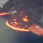 Oil tanker ship leak fire footage IRIB Gem No 2 ablaze UAE Oct 10, 2026